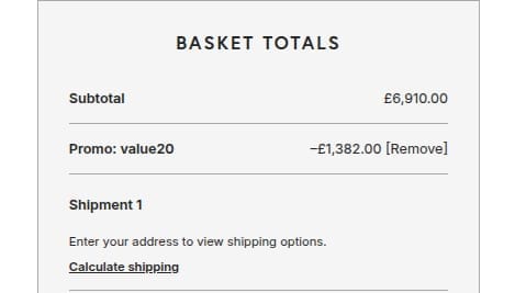 Screenshot of the Lenleys discount code working