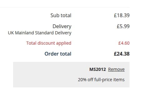 Screenshot of the Museum Selection discount code working