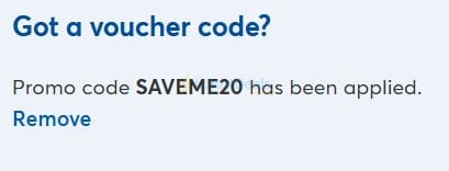 Screenshot of the cardfactory discount code working