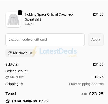 Screenshot of the Fanjoy discount code working