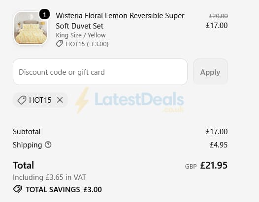Screenshot of the Julian Charles discount code working