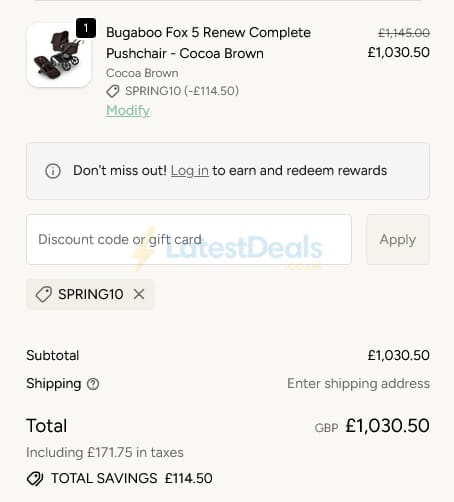 Screenshot of the Natural Baby Shower discount code working