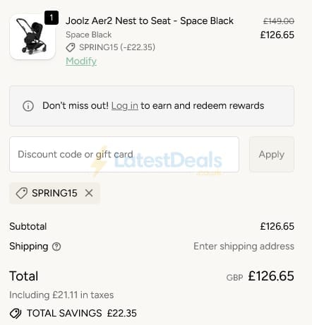 Screenshot of the Natural Baby Shower discount code working