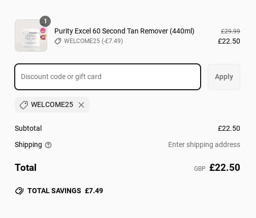 Screenshot of the Rose and Caramel discount code working