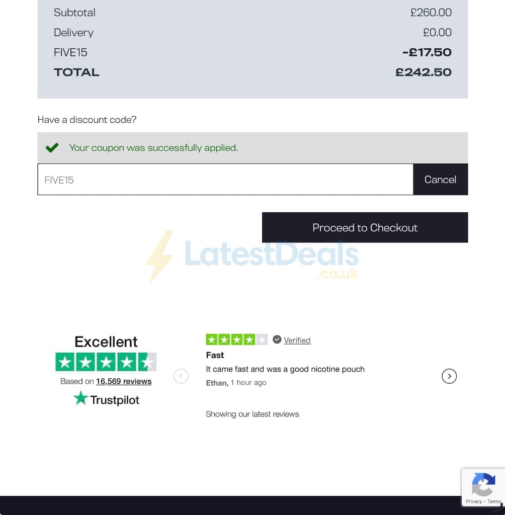 Screenshot of the Nordic Spirit discount code working