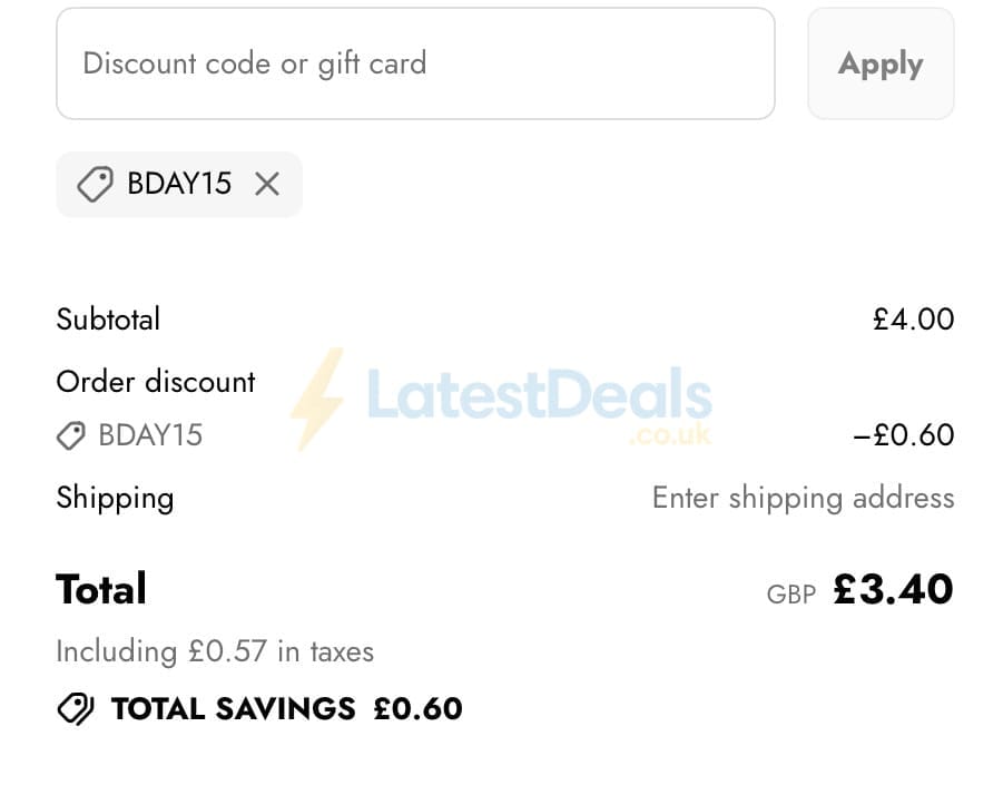 Screenshot of the You Know Who's discount code working