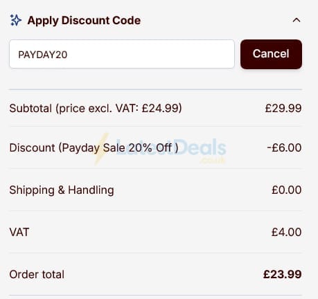 Screenshot of the Hedges Direct discount code working