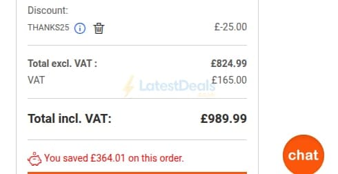 Screenshot of the Manutan discount code working