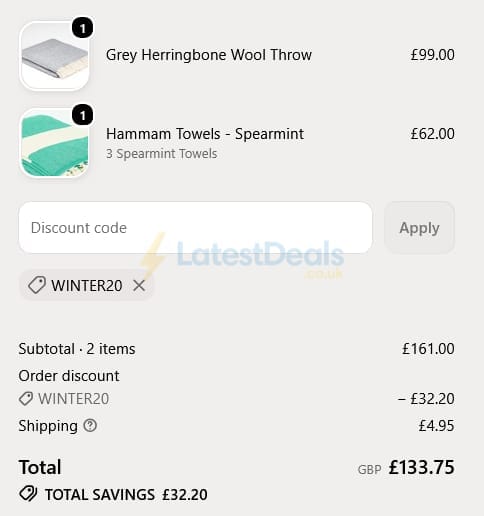 Screenshot of the Tolly McRae discount code working