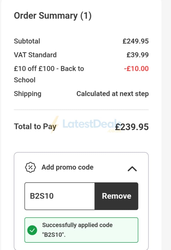 Screenshot of the Skatehut discount code working
