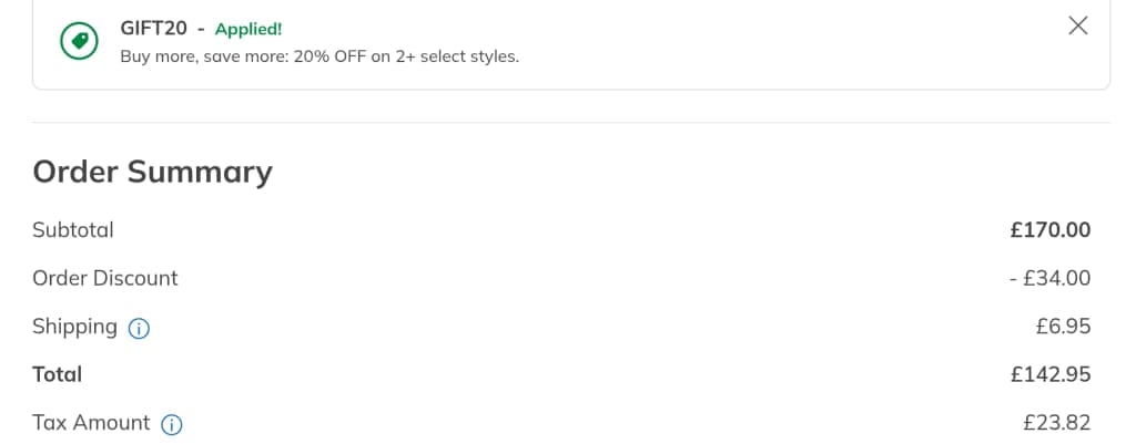 Screenshot of the Skechers discount code working