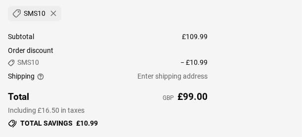 Screenshot of the All Things Tennis discount code working