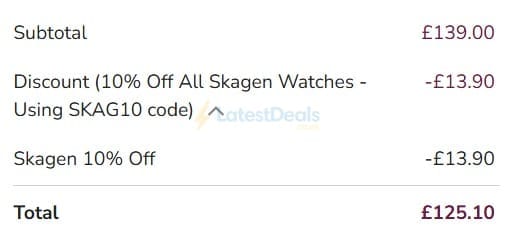 Screenshot of the T. H. Baker discount code working