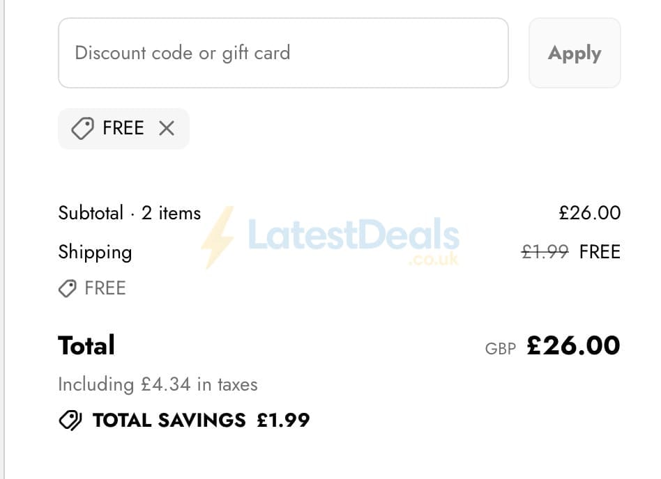 Screenshot of the You Know Who's discount code working