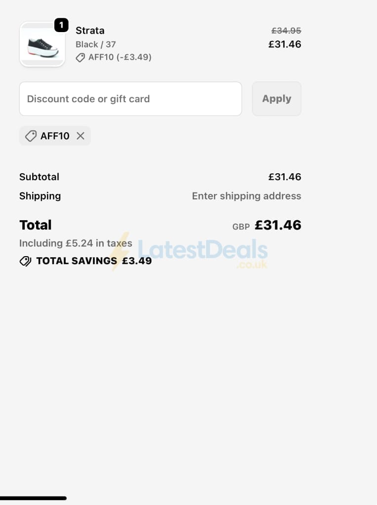 Screenshot of the Heavenly Feet discount code working