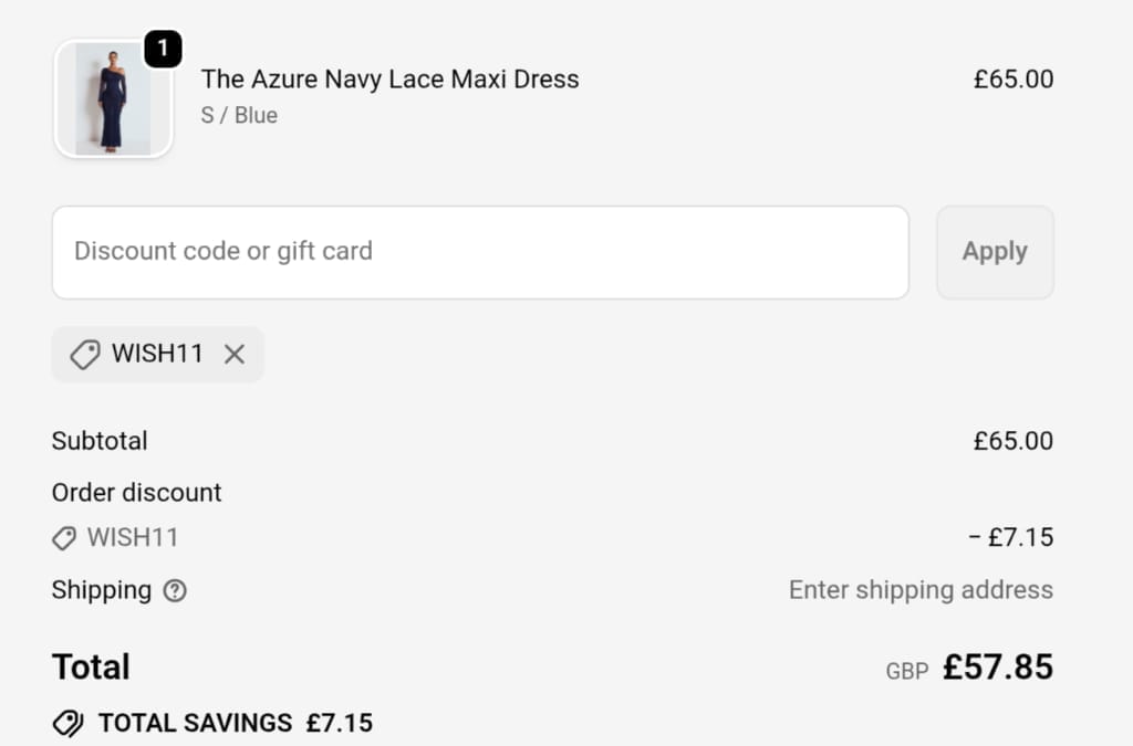 Screenshot of the LemonLunar discount code working
