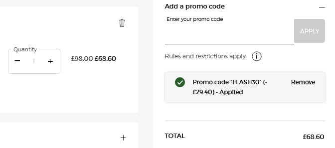 Screenshot of the Armani Beauty discount code working