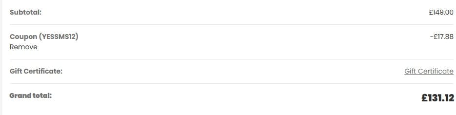 Screenshot of the Nextbase discount code working