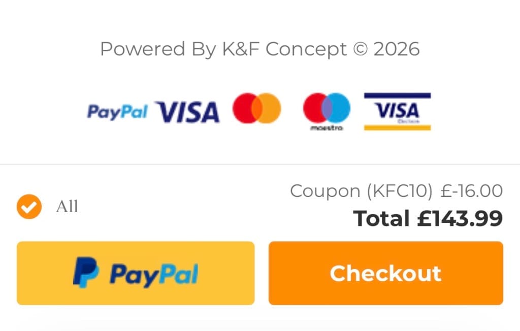 Screenshot of the K&F Concept discount code working