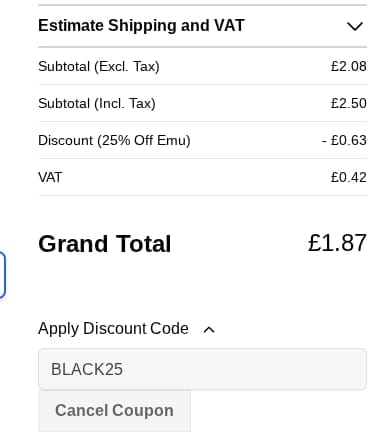 Screenshot of the WoolBox discount code working