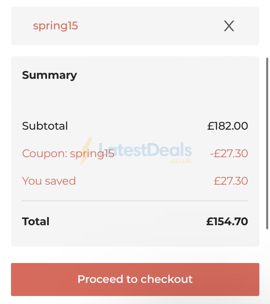 Screenshot of the Memory Box discount code working