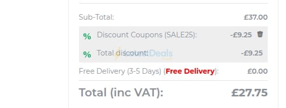 Screenshot of the Duke Direct discount code working
