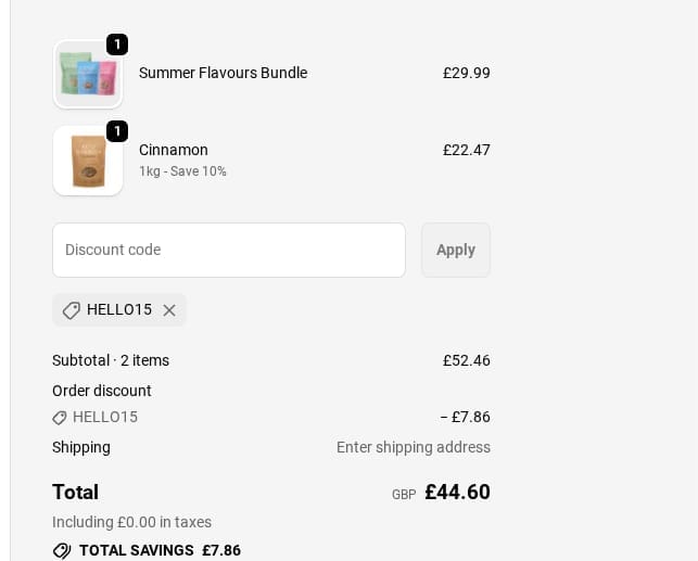 Screenshot of the Keto Hana discount code working
