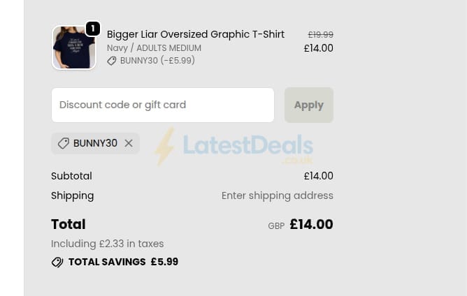 Screenshot of the My Rocking Kids discount code working
