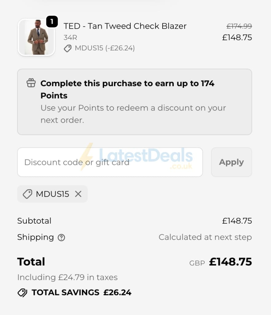 Screenshot of the Marc Darcy discount code working