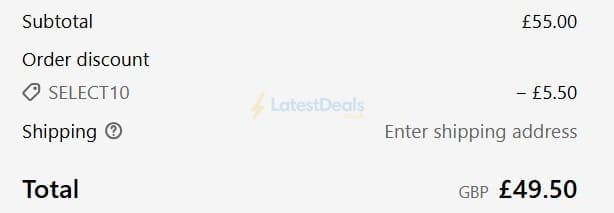 Screenshot of the All Things Tennis discount code working