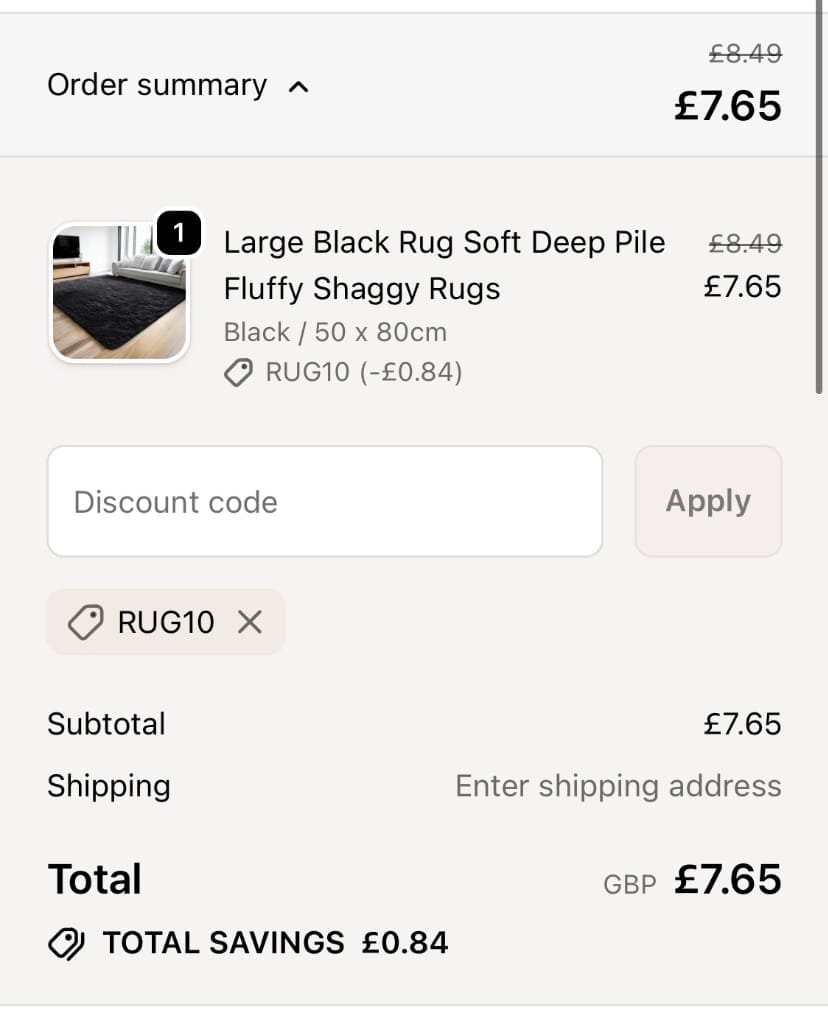 Screenshot of the Imperial Rooms discount code working