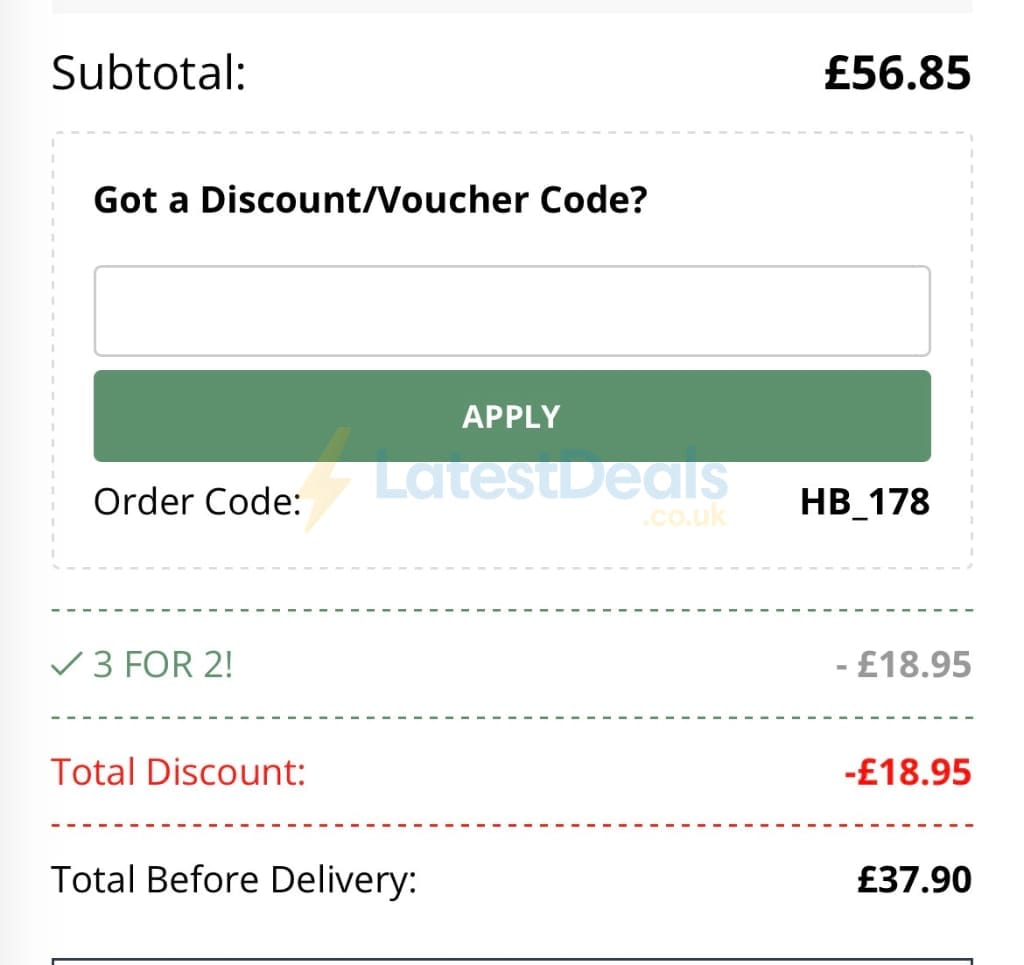 Screenshot of the Happy Beaks discount code working