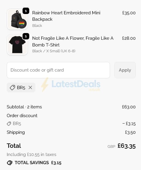 Screenshot of the The Spark Company discount code working