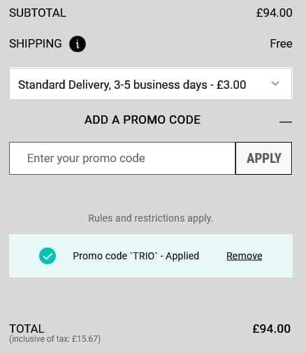 Screenshot of the Kiehl's discount code working