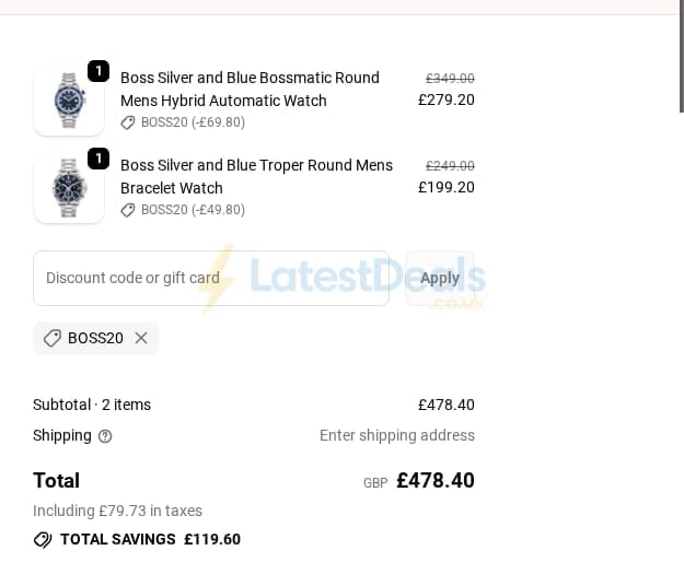 Screenshot of the Mococo discount code working