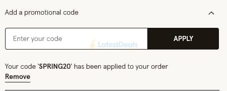 Screenshot of the Monsoon discount code working