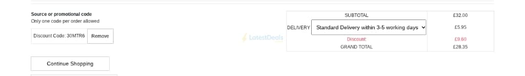 Screenshot of the Chums discount code working