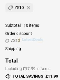 Screenshot of the Zitsticka discount code working