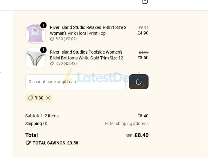 Screenshot of the Newlife the Charity discount code working