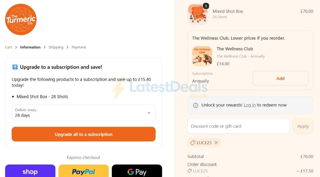 Screenshot of the Theturmeric discount code working