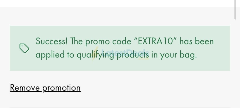 Screenshot of the Goldsmiths discount code working