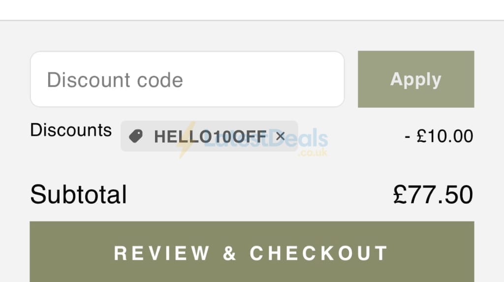 Screenshot of the Dibor discount code working