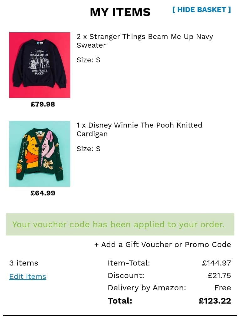 Screenshot of the TruffleShuffle discount code working