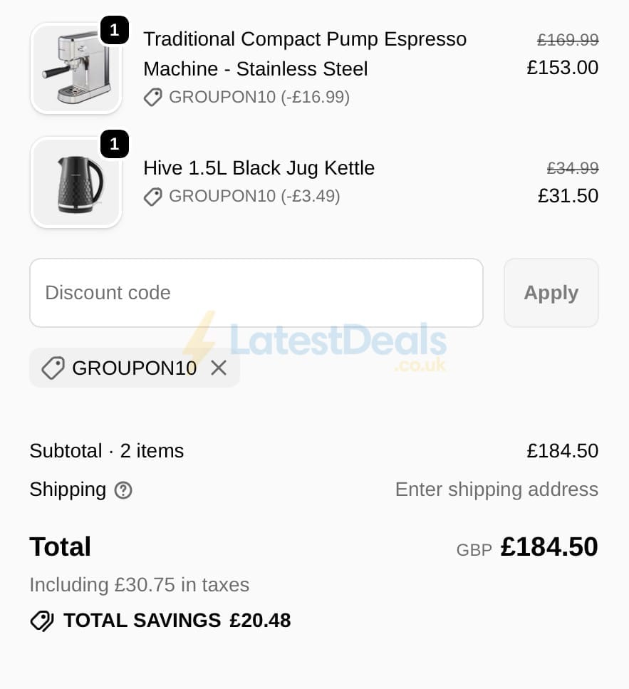 Screenshot of the Morphy Richards discount code working