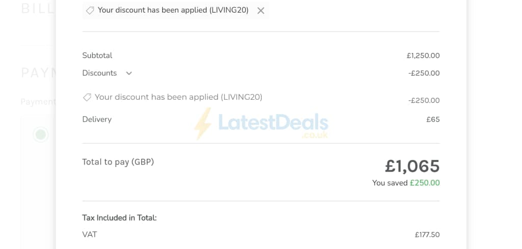 Screenshot of the Garden Trading discount code working