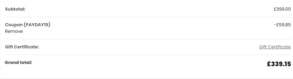 Screenshot of the Nextbase discount code working