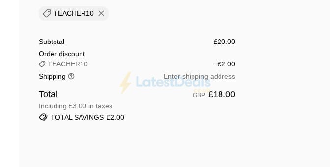 Screenshot of the Liberty Charms discount code working
