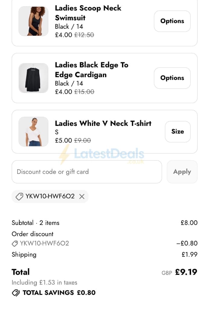 Screenshot of the You Know Who's discount code working