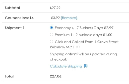 Screenshot of the The RERs Group discount code working