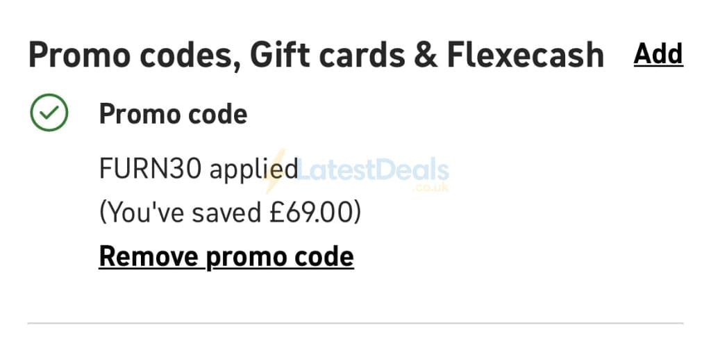 Screenshot of the Habitat discount code working